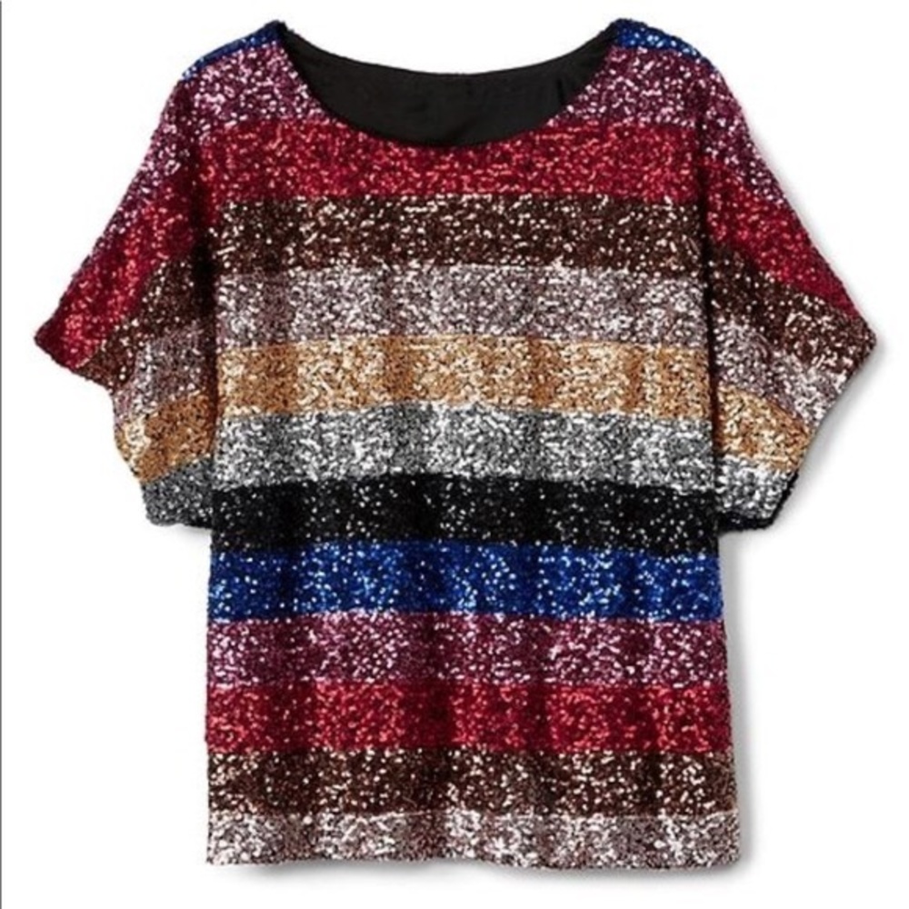 NWT Gap Rainbow Stripe Sequin Top